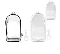 Tinoaly 2pcs Présentation pour Poupées, 19,5x10,5cm en PVC Imperméable avec Pompon et Porte-Clés de Protection pour Objets Collection (Noir et Blanc)