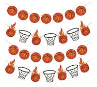 Tinoaly 4pcs Bannières de Basket-Ball, Guirlandes de Sport en Papier Pré-Montées Décorations à Suspendre pour Fête sur Le Thème du Basket-Ball Fête d'anniversaire Baby Shower