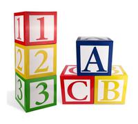 Tinoaly 6pcs Boîtes à Ballons ABC et 123, 30x30cm Multicolores Alphabet ABC et 123 Boîtes Ballons Boîte à Dragées pour Fête d'Anniversaire Fête Scolaire Baby Shower