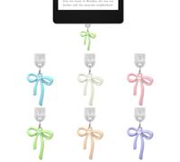 Tinoaly 6pcs Charms Anti-Poussière pour Kindle, Mignon Nœud Port Type-C Bouchons Anti-Poussière Accessoires Coquets Breloque pour Kindle et Téléphones Amoureux des Livres Lecteurs Cadeau (6 Couleurs)