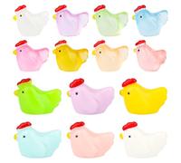 Tinoaly 70pcs Mini-Poulets en Résine, Dont 30 Classiques et 40 Lumineux Phosphorescents pour Mini-Maisons de Poupées Jardins Paysagers Fêtes et Décorations D'intérieur