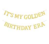 Tinoaly Bannière It’s My Golden Birthday Era, Pré-Enfilée Pailletée Banderole Joyeux Anniversaire Dorée Décoration Dorée Anniversaire pour Femmes Hommes Filles Garçons Célébration