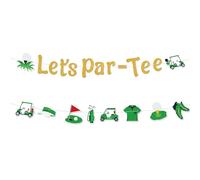Tinoaly Bannière « Let’s Par tee », Guirlande Pré-Enfilée sur le Thème du Golf à Paillettes à Suspendre Décorations de Fête d’Anniversaire Accessoires Photo pour les Amateurs Golf et les Fêtes