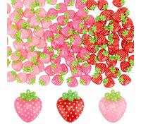 Tinoaly Lot de 120 Mini Breloques en Résine en Forme Fraise, Sans Trou à dos Plat Ornements Fruits Mignons pour Bricolage Fabrication Bijoux Scrapbooking Coques de Téléphone