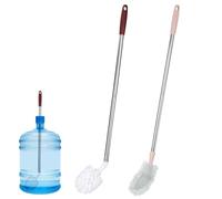 Tinoaly Lot de 2 Brosses pour Bouteilles d'eau à Long Manche, 1 Brosse Ronde Rouge et 1 Brosse Plate Rose Extra Longue pour Nettoyer Bouteilles d'eau Les Bidons et Les Contenants Difficiles d'Accès