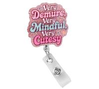 Tinoaly Porte-Badge Rétractable Rigolo pour Infirmière, Pailleté Porte-Badge Rétractable avec Clip Style Very Demure Mindful Cutesy pour Personnel Médical Médecins Étudiants en Soins Infirmiers