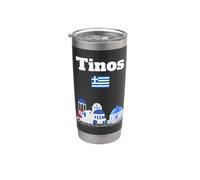 Tinos Voyage souvenir architecture île grecque drapeau de la Grèce Gobelet isotherme en acier inoxydable double paroi