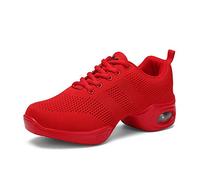 TINRYMX Chaussures de Danse Latin Femmes Lacets Respirant Mesh Sneaker Casual Jazz Chaussures de Dance,35EU