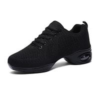 TINRYMX Chaussures de Danse Latin Femmes Lacets Respirant Mesh Sneaker Casual Jazz Chaussures de Dance,37EU
