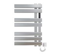 TINS Seche Serviette Electrique, Sèche Serviette électrique Argent 450mm×720mm, Porte-Serviettes électrique, Chauffe Serviette Salle de Bain, 235W, IPX5 étanche, Économie d'énergie-Silver Right