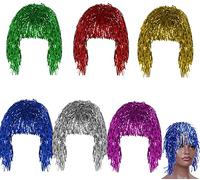Tinsel Wig,6 Pcs Métallique Brillant Perruque Perruques Costume Tinsel Perruques pour Noël Halloween et Soirée Célibataire Cosplay