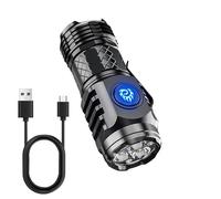 tinshow Lampe Torche LED Ultra Puissante, Mini Lampe de Poche Rechargeable Torche LED Charge Rapide Compacte 5 Modes D'éclairage avec Interface Type-C pour Camping Night Riding Randonnée et Urgences