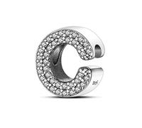 TINSLO Charme Pearl en forme de lettre de C pour bracelet, En argent sterling 925, Compatible avec les bracelets et colliers Pandora, Compatible avec les bracelets européens pour femmes et filles