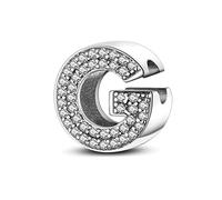 TINSLO Charme Pearl en forme de lettre de G pour bracelet, En argent sterling 925, Compatible avec les bracelets et colliers Pandora, Compatible avec les bracelets européens pour femmes et filles