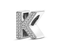 TINSLO Charme Pearl en forme de lettre de K pour bracelet, En argent sterling 925, Compatible avec les bracelets et colliers Pandora, Compatible avec les bracelets européens pour femmes et filles