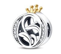TINSLO Charme Pearl en forme de lettre de O pour bracelet, En argent sterling 925, Compatible avec les bracelets et colliers Pandora, Compatible avec les bracelets européens pour femmes et filles