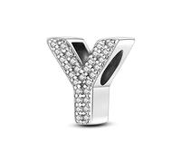 TINSLO Charme Pearl en forme de lettre de Y pour bracelet, En argent sterling 925, Compatible avec les bracelets et colliers Pandora, Compatible avec les bracelets européens pour femmes et filles