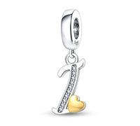 TINSLO Charme Perles en forme de lettre de A à Z pour bracelet, En argent sterling 925, Compatible avec les bracelets et colliers Pandora, Compatible avec les bracelets européens pour femmes et filles