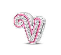 TINSLO Charme Perles en forme de lettre de A à Z pour bracelet, En argent sterling 925, Compatible avec les bracelets et colliers Pandora, Compatible avec les bracelets européens pour femmes et filles