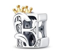 TINSLO Charme Perles en forme de lettre de A à Z pour bracelet, En argent sterling 925, Compatible avec les bracelets et colliers Pandora, Compatible avec les bracelets européens pour femmes et filles