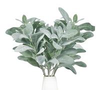 Tinsow Feuilles d'oreilles d'agneau artificielles floquées - Tiges de chêne poussiéreuses - Feuilles d'oreilles d'agneau floquées pour la Maison, Un Mariage, Un Arrangement Floral (Oreilles d'agneau