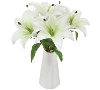 Tinsow Lot de 6 Lys Artificiels Plantes Artificielles Fleurs Artificielles au Toucher Réaliste pour Mariage, Maison, Fête, Jardin, Magasin, Bureau, Décoration de Pâques (Blanc, 6)