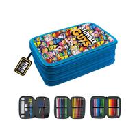 Tinta Unita Trousse 3 zip Stumble Guys, bleu ciel, Trousse 3 fermetures éclair accessoires Stumble Guys