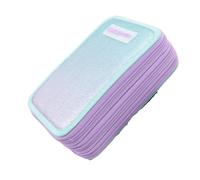 Tinta Unita Trousse scolaire bleu violet pailleté avec couleurs 3 fermetures éclair