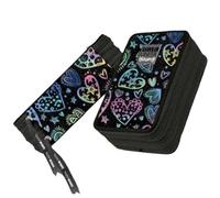 Tinta Unita Trousse triple avec fermeture éclair, rose ou noir, avec crayons et marqueurs, pour enfants et adolescents scolaires (Noir), Noir , Cœurs ou ourson