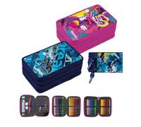 Tinta Unita Trousse trois fermetures éclair version Teen, bleu et rose, pour école, nouvelle collection, rose, Trousse trois fermetures éclair