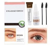 Tinte des sourcils et des cils, kit de teintez les sourcils marron, formule avec fibres pour complets et cils en volume, look naturel, application facile, finition étanche, application rapide
