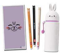 Tinte Ink Legami Stylos effaçables avec trousse en silicone assortie 2 en 1 - Choisissez un design mignon (ensemble de trousses en forme de lapin)