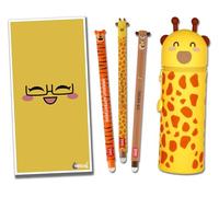 Tinte Ink Legami Stylos effaçables avec trousse en silicone assortie 2 en 1 - Choisissez un design mignon (ensemble d'étuis girafe)