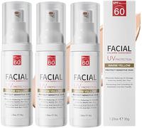 Tinted Sunscreen for Face SPF 60,Tinted SPF 60 Face Moisturiser for Sensitive Skin,Tinted Moisturiser Face Women,Tinted Daily Facial Suncream,Light & Breathable, Non Greasy,Natural Coverage (3)