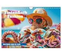 Tintenfisch Fashion. Coole Models zeigen die Trends (Wandkalender 2026 DIN A4 quer), CALVENDO Monatskalender: Oktopus und Co. beim Fotoshooting im Wasser und am Strand