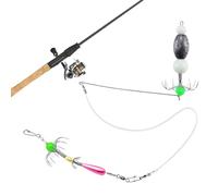 Tintenfisch-Jighaken - Leuchtender Jighaken, Tintenfischköder, rostfreier Widerhaken, réalistische Schwimmbewegung, hochfester Metallkörper | Für Angelausrüstung im Meer, Fluss, See, Boot, Ufe