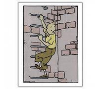 Tintin Carte postale double Moulinsart, descendant les échelons (12,5x17,5cm)