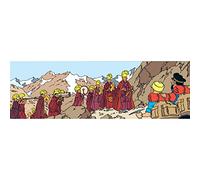Tintin Carte postale double Moulinsart, les moines tibétains (29,7x10,5cm)