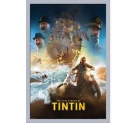 Tintin - Poster - International One Sheet Version 2 + cadre amovible, Shinsuke® Maxi MDF argenté, vitre acrylique