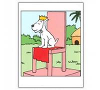 Tintinimaginatio Carte postale double Moulinsart Tintin, le Roi Milou sur son trône (12,5x17,5cm)