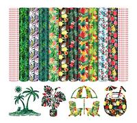 Tintnut Lot de 10 feuilles de vinyle permanentes à motif feuilles tropicales 30,5 x 25,4 cm, motif floral hawaïen ananas compatible avec machine Cricut, feuilles de vinyle adhésives permanentes à