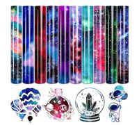 Tintnut Lot de 10 feuilles de vinyle thermocollant à motif galaxie aquarelle, 30,5 x 25,4 cm, vinyle de transfert thermique, compatible avec tous les cutters, imprimables et thermocollants, pour