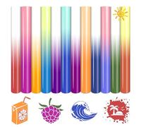 Tintnut Lot De 12 Feuilles De Vinyle HTV à Changement De Couleur - 30,5 X 25,4 Cm - Vinyle De Transfert Thermique Sensible à La Lumière Du Soleil Compatible Avec Pour T-Shirts, Chapeaux