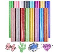 Tintnut Lot De 16 Feuilles De Vinyle Thermocollant à Paillettes Colorées Pour T-Shirts, Vêtements, Sacs, Chaussures Compatibles Avec 30,5 X 30,5 Cm