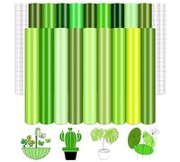 Tintnut Lot De 18 Feuilles De Vinyle Adhésif Permanent Vert De Couleur Unie - 30,5 X 25,4 Cm, Vinyle Naturel Apaisant Pour Extérieur Compatible Avec Pour Décoration