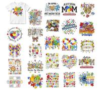 Tintnut Lot de 24 écussons thermocollants motif léopard puzzle DTF Autisme Conscience pour textiles Iron on Tranfers Thermocollants Vinyle Autocollants pour vêtements, sacs et décoration DIY Design