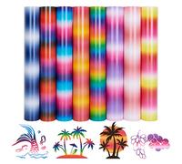 Tintnut Lot de 8 vinyles de transfert thermique dégradés - 30,5 x 25,4 cm - Arc-en-ciel ombré - Pour transfert thermique - Pour t-shirts