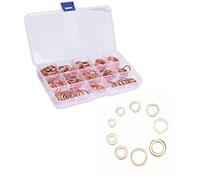 TINVHY Lot de 280 rondelles plates et de verrouillage en cuivre assorties, rondelle d'étanchéité métrique en laiton avec boîte, 12 tailles pour raccords hydrauliques