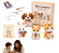 Tiny 3D Beaded Animal DIY Craft Kit for Adults and Kids, Handmade Beadwork Embroidery Set with Detailed Instructions, Cute Creative Gift for Craft Lovers (Pet Lovers)