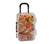 Tiny Animal Figurines 18-Piece Glowing Resin Desk Decor with Suitcase